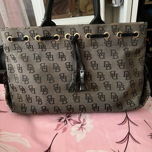 Dooney & Bourke Black and Brown Logo Tote